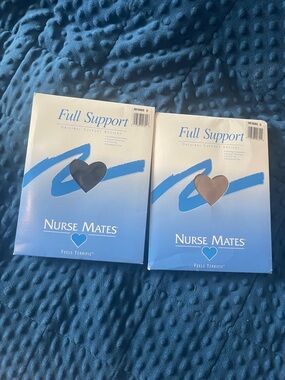 2 Nurse mates full support pantyhose, nude, black size d